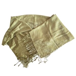 Pashmina Silk and Cashmere Paisley Ombre Green  Scarf Wrap Shawl 27" x 70"